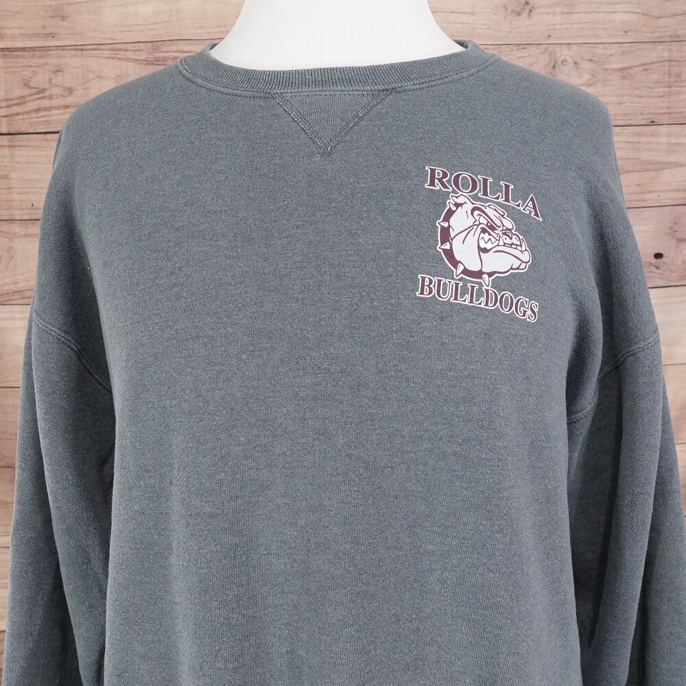 VINTAGE ROLLA BULLDOGS MISSOURI RUSSELL ATHLETIC GREY‎ SWEATSHIRT SIZE L LARGE